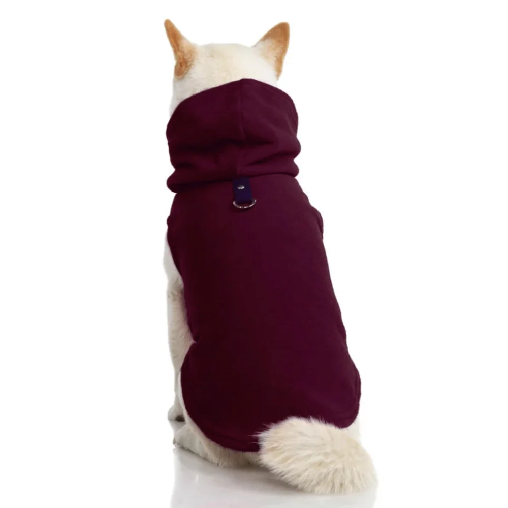 Gooby Fleece Vest Hoodie - With Leash Attachment - Small Dog Size Medium
